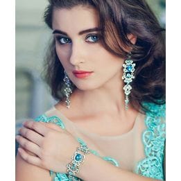 Серьги-люстры с голубыми кристаллами
